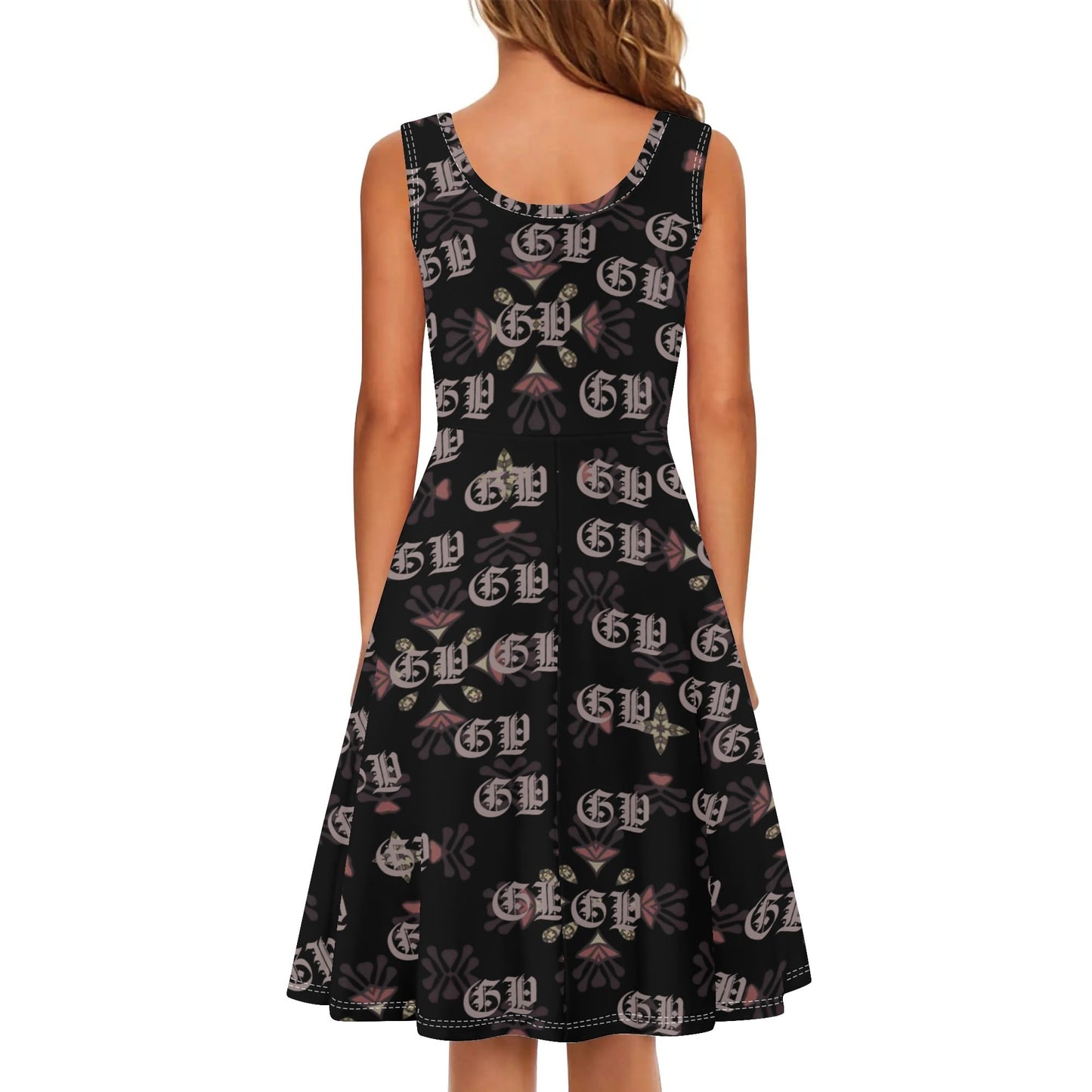 Robe débardeur Mini portefeuille pour femmes, col rond, sans manches